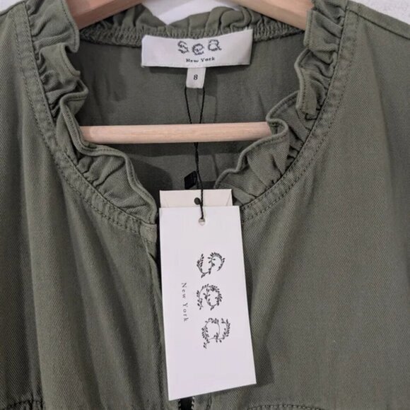 NWT Sea NY | Stan Tie Waist Jumpsuit In Cactus Green - Picture 5 of 16